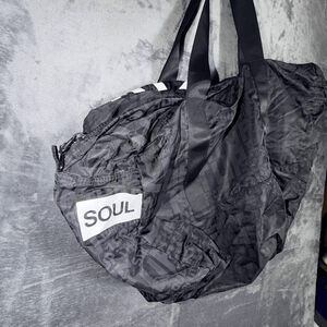 Soul Cycle 10X Turn It Up Graphic Gym Duffel Bag Black White Lightweight Tote